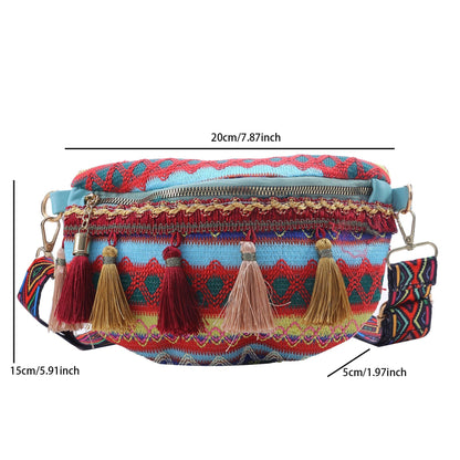 Bohemian Crossbody Bag with Fringe – Colorful, Adjustable Strap, Lightweight & Durable