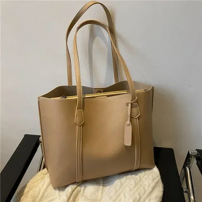 Vintage PU Leather Tote Bag for Women – Large Shoulder Work & Daily Handbag
