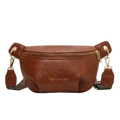 Luxurious Leather Crossbody Belt Bag – Versatile Waist & Shoulder Bag with Wide Strap