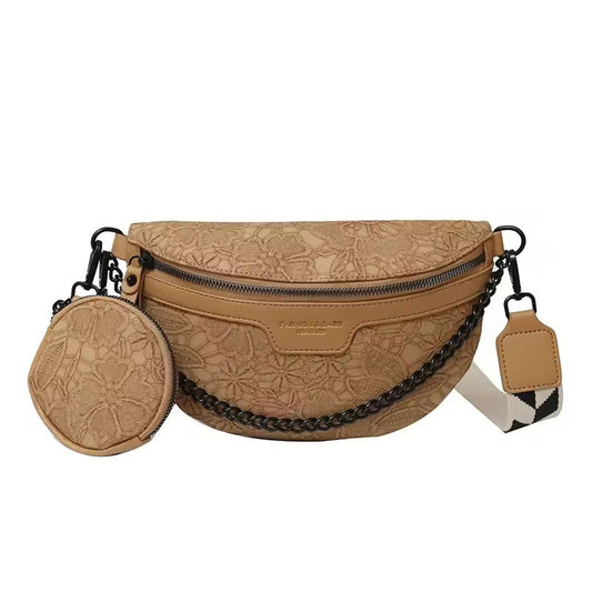 Trendy Crossbody Shoulder Bag with Chain Strap & Detachable Pouch – Versatile Waist, Shoulder, or Crossbody Wear