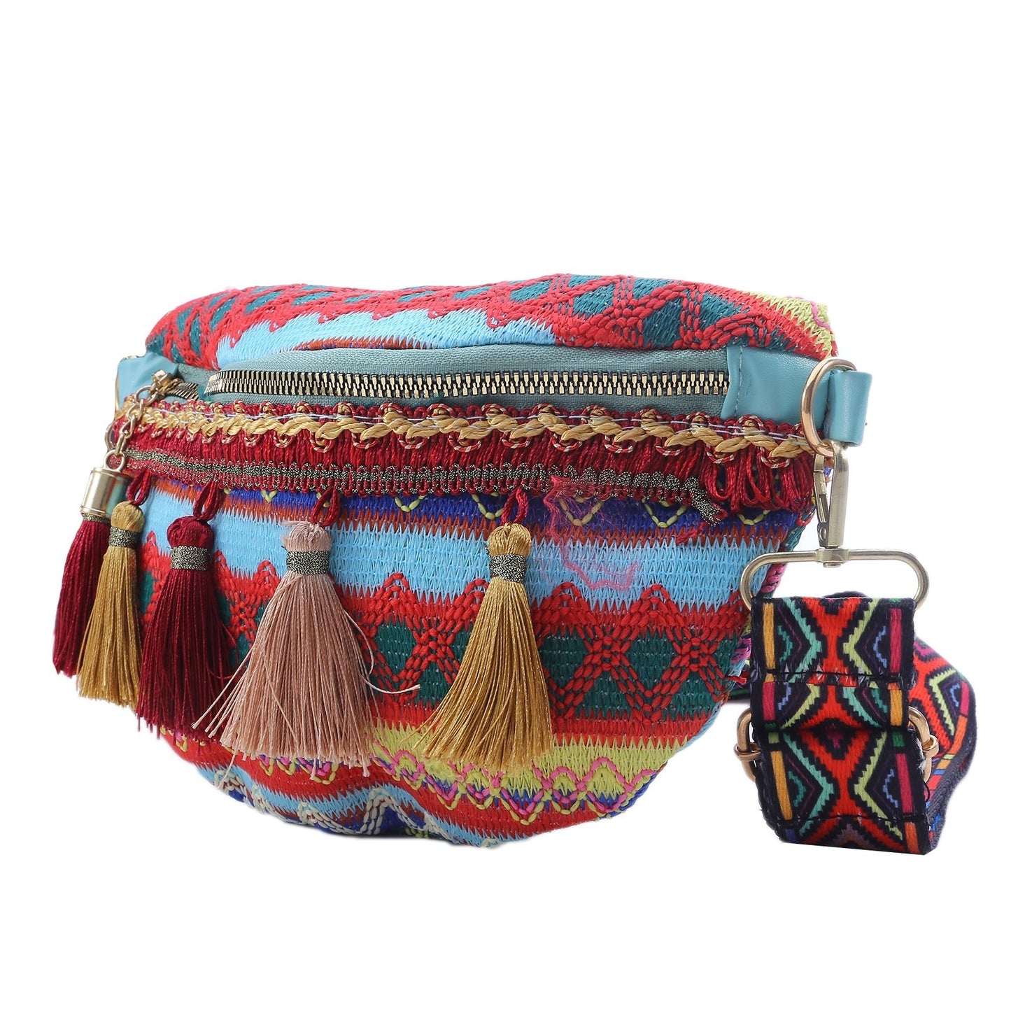 Bohemian Crossbody Bag with Fringe – Colorful, Adjustable Strap, Lightweight & Durable