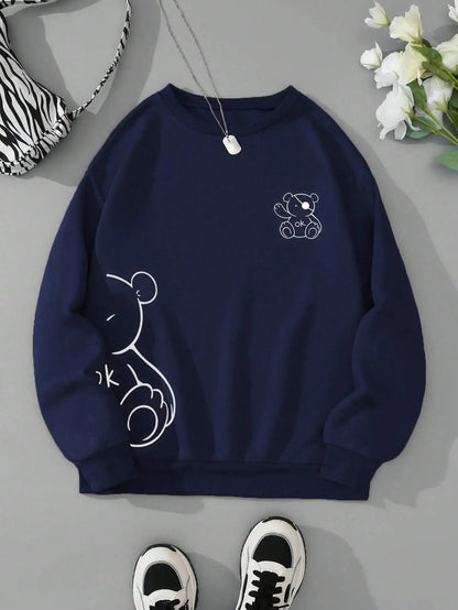 Unisex Cat Sweater – Minimalist Oversized Sweater with Cat Line Print
