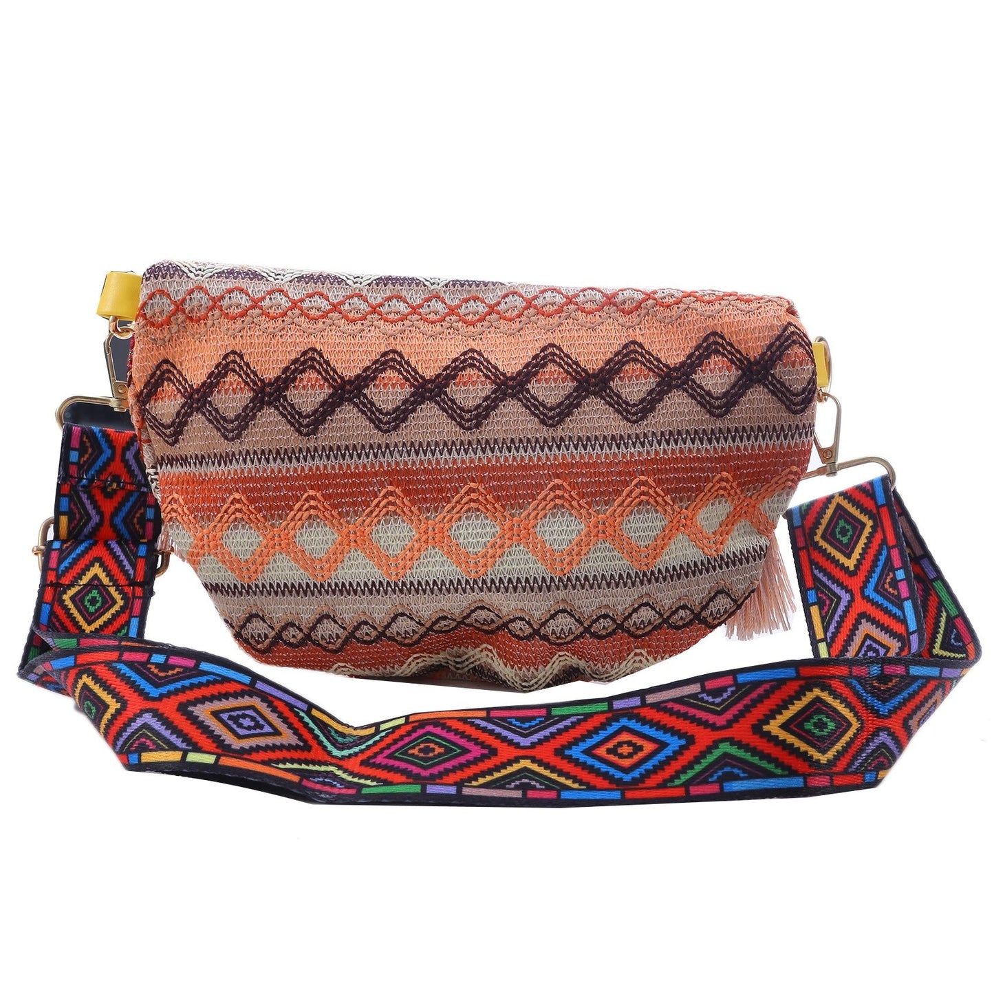 Bohemian Crossbody Bag with Fringe – Colorful, Adjustable Strap, Lightweight & Durable