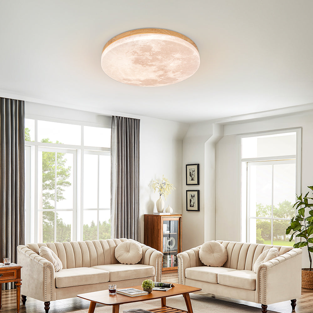 Modern Moon-Inspired Flush Mount Ceiling Light – LED, Dimmable, Minimalist Design for Bedroom & Living Room