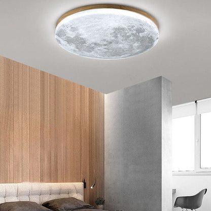 Modern Moon-Inspired Flush Mount Ceiling Light – LED, Dimmable, Minimalist Design for Bedroom & Living Room