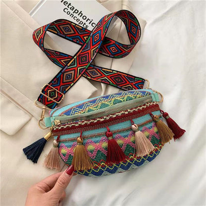 Bohemian Crossbody Bag with Fringe – Colorful, Adjustable Strap, Lightweight & Durable