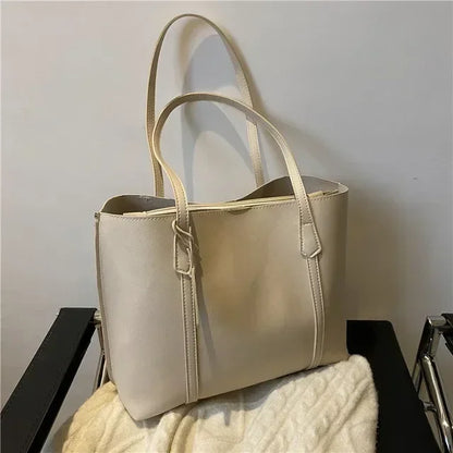 Vintage PU Leather Tote Bag for Women – Large Shoulder Work & Daily Handbag