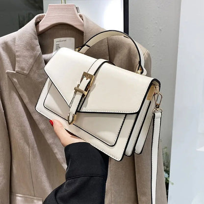 Elegant PU Leather Crossbody Bag with Buckle Closure – Chic Shoulder Bag for Women