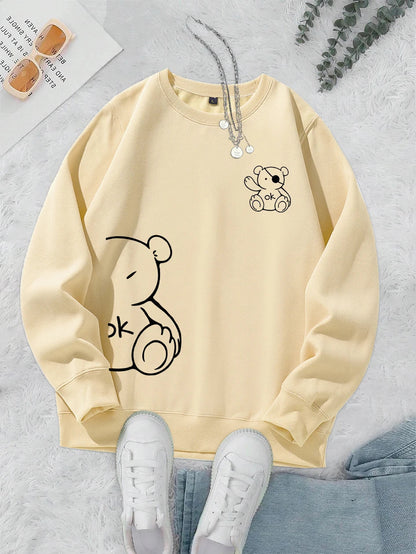 Unisex Cat Sweater – Minimalist Oversized Sweater with Cat Line Print