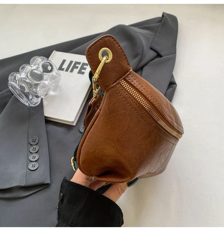 Luxurious Leather Crossbody Belt Bag – Versatile Waist & Shoulder Bag with Wide Strap