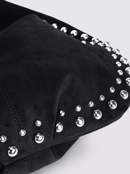 Black Vegan Leather Shoulder Bag with Studs – Bold & Stylish