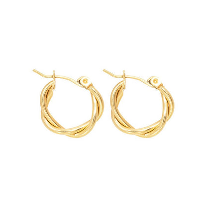 Gold Twisted Hoop Earrings – Elegant Gold-Plated Stainless Steel Hoops for Women – Hypoallergenic, Lightweight, and Versatile Fashion Jewelry