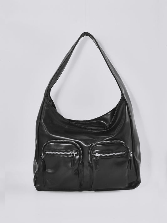 Modern Shoulder Bag with Front Pockets – Vegan Leather