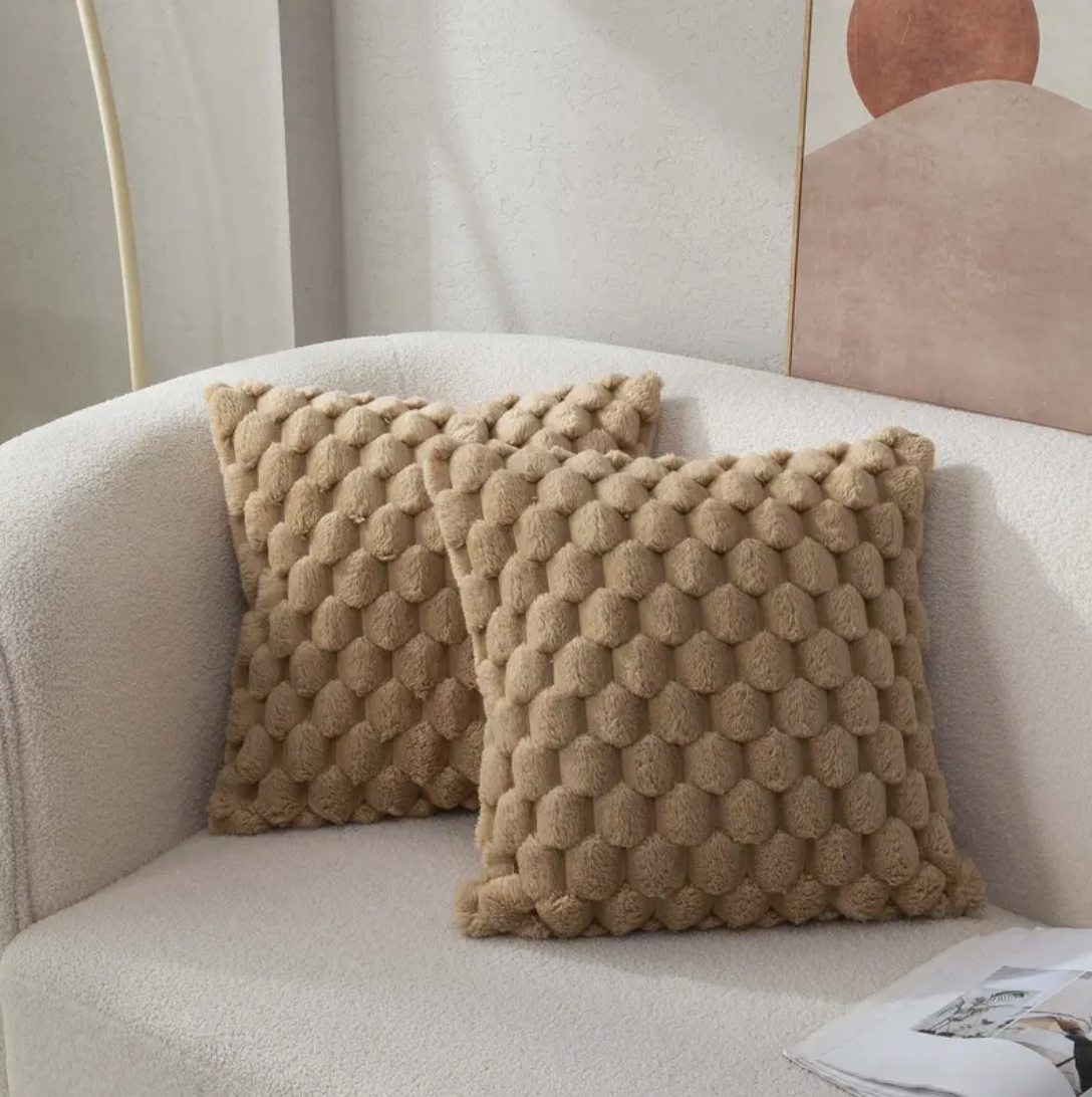 Plush Decorative Cushion with 3D Textured Design – Soft Throw Pillow in Multiple Colors for Sofa & Bedroom Décor