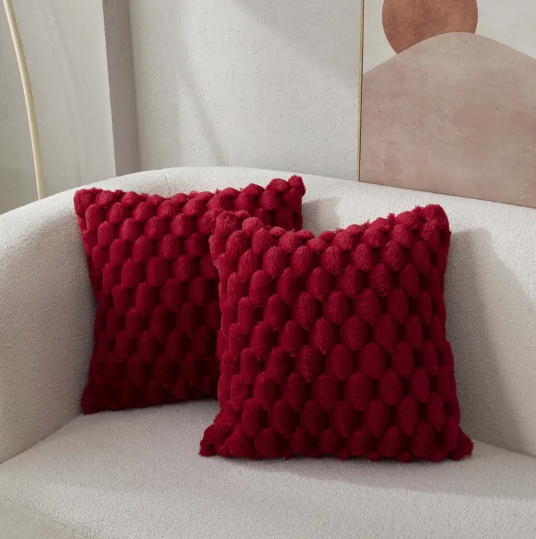 Plush Decorative Cushion with 3D Textured Design – Soft Throw Pillow in Multiple Colors for Sofa & Bedroom Décor