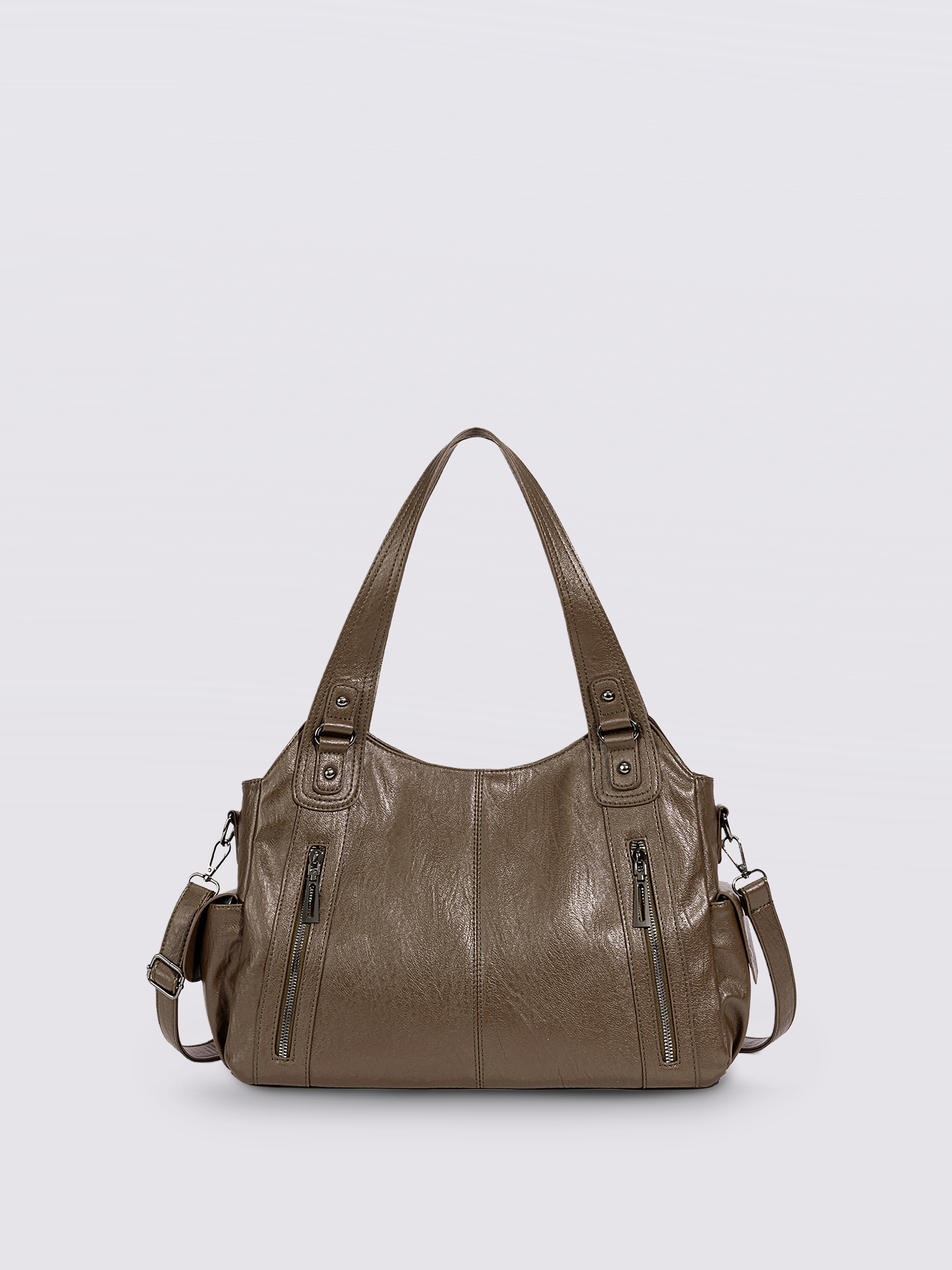 Black Leather Shoulder Bag with Side Pockets – Spacious & Elegant Women’s Leather Handbag