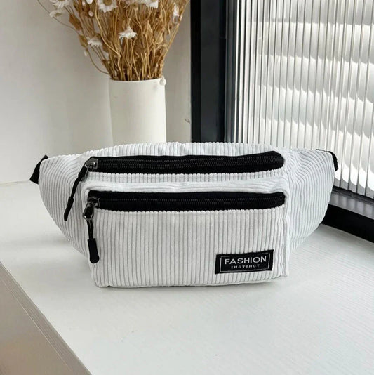 White Crossbody Belt Bag – Adjustable Waist Pack for Women & Men | Stylish, Spacious & Durable