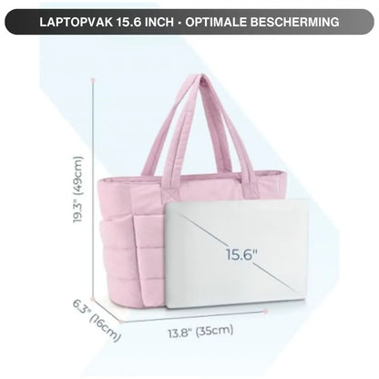 Black Puffer Tote Bag – Lightweight Quilted Tote for Laptop & Daily Use