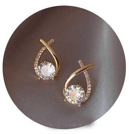 Gold-Plated Crystal Cross Stud Earrings – Hypoallergenic Stainless Steel Elegant Gift for Her