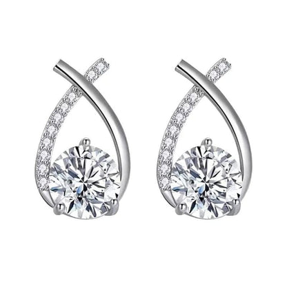 Gold-Plated Crystal Cross Stud Earrings – Hypoallergenic Stainless Steel Elegant Gift for Her