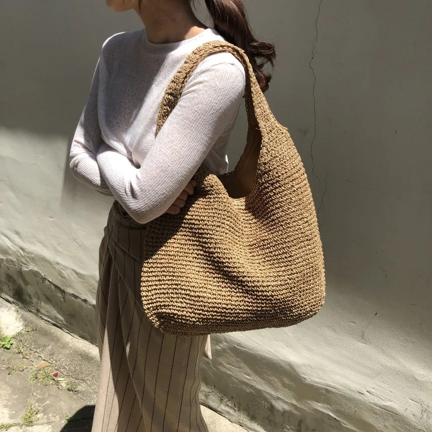 Bohemian Crochet Shoulder Bag – Lightweight & Stylish Beach Tote