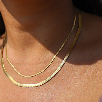Gold Snake Chain Necklace – 14K Gold Plated, Adjustable Length, Minimalist Jewelry for Women