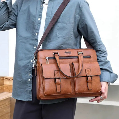 Premium Brown Leather 13-Inch Laptop Bag for Men – Timeless Design & Practical Functionality