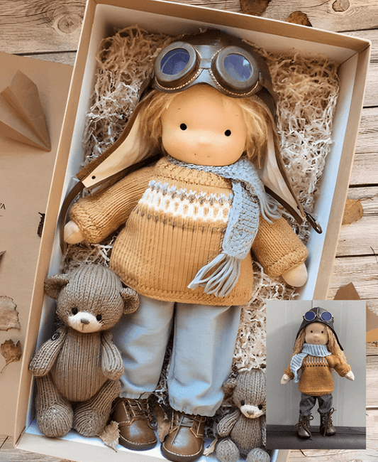 Handmade Fabric Doll – Cute Plush Toy with Accessories for Kids and Collectors