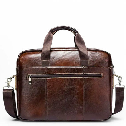 13.3" Leather Laptop Bag for Men – Premium Cowhide Briefcase with Water-Resistant Protection