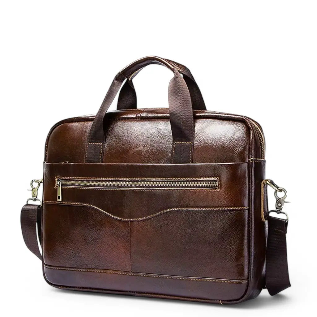 13.3" Leather Laptop Bag for Men – Premium Cowhide Briefcase with Water-Resistant Protection