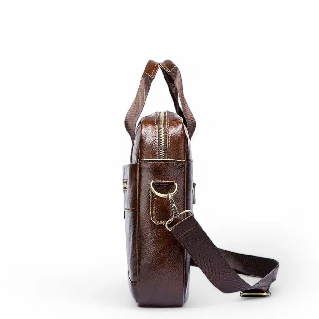 13.3" Leather Laptop Bag for Men – Premium Cowhide Briefcase with Water-Resistant Protection