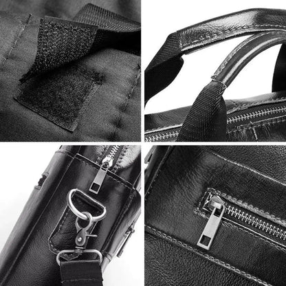 13.3" Leather Laptop Bag for Men – Premium Cowhide Briefcase with Water-Resistant Protection