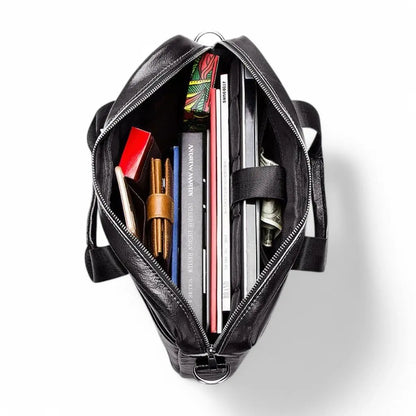 13.3" Leather Laptop Bag for Men – Premium Cowhide Briefcase with Water-Resistant Protection