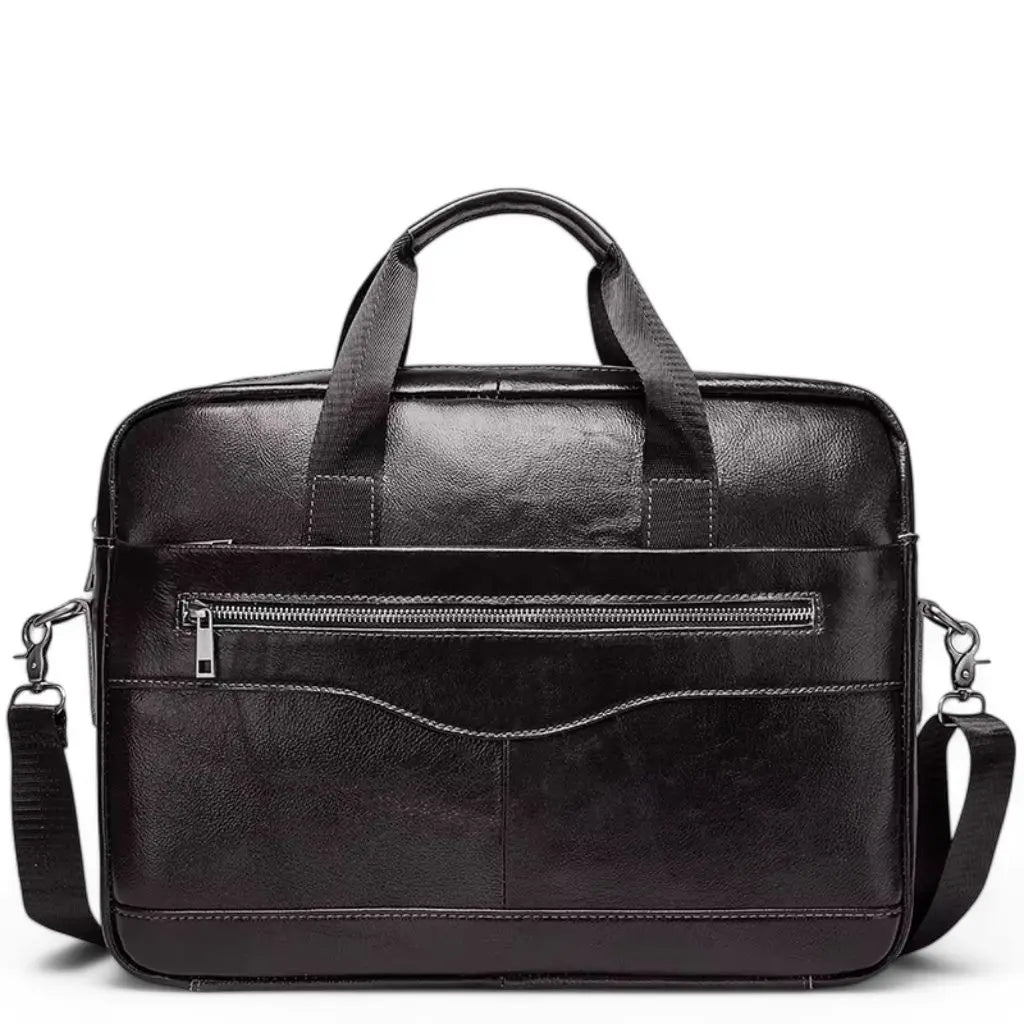 13.3" Leather Laptop Bag for Men – Premium Cowhide Briefcase with Water-Resistant Protection