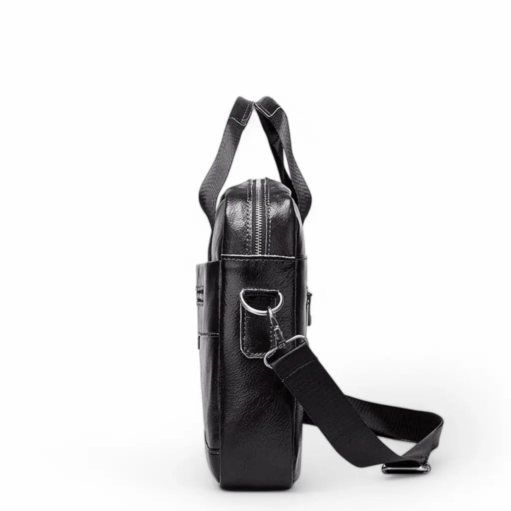 13.3" Leather Laptop Bag for Men – Premium Cowhide Briefcase with Water-Resistant Protection