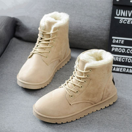 Women’s Fur-Lined Winter Lace-Up Boots | Insulated Snow Boots with Anti-Slip Sole