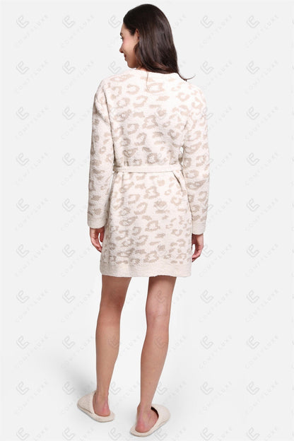 Luxe Leopard Print Microfiber Robe with Pockets & Belt – Ultra-Soft Loungewear for Women