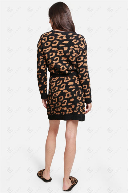 Luxe Leopard Print Microfiber Robe with Pockets & Belt – Ultra-Soft Loungewear for Women
