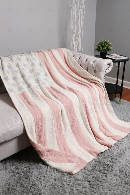 Patriotic American Flag Fleece Throw Blanket