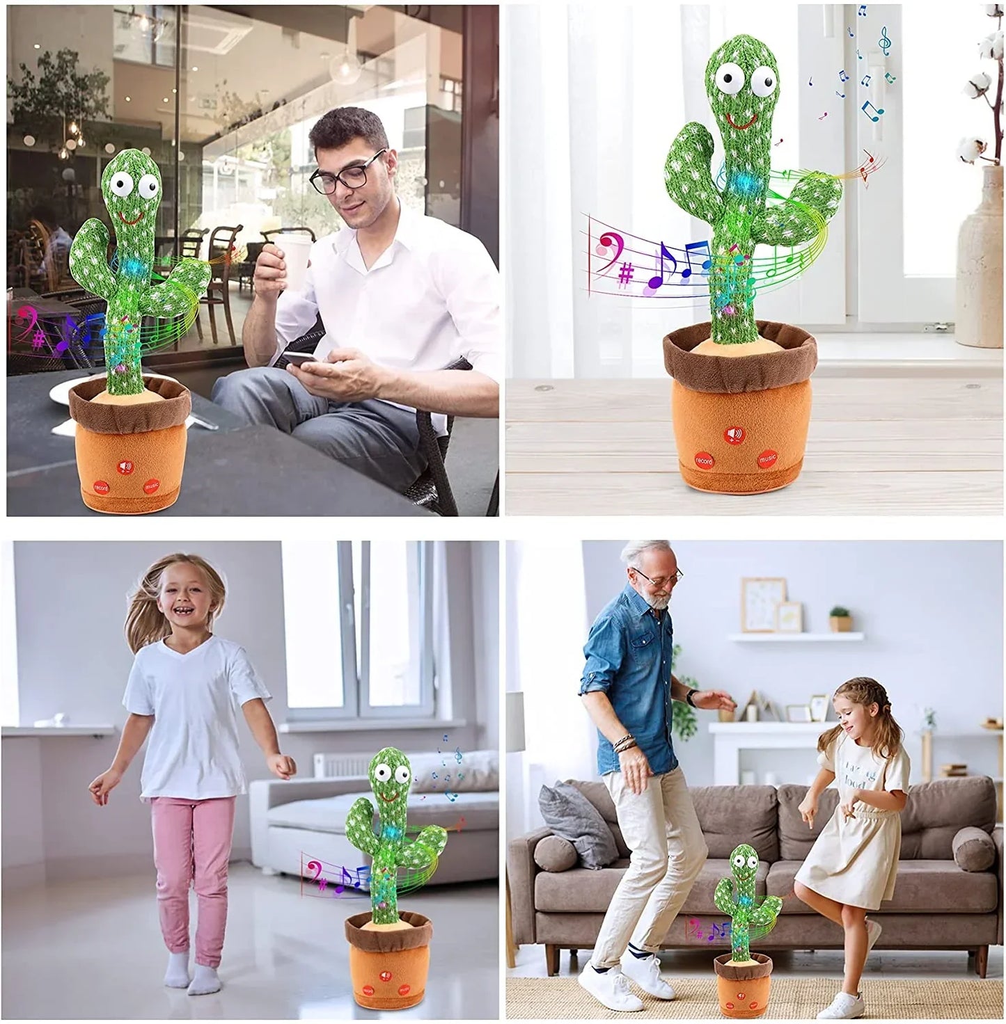 Dancing Cactus Plush Toy – Interactive Talking, Singing & Dancing Toy for Kids – Glowing LED Lights & Mimic Voice Function