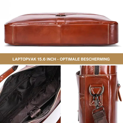 Brown Leather Work Briefcase – Classic Leather Laptop Bag for Men & Women