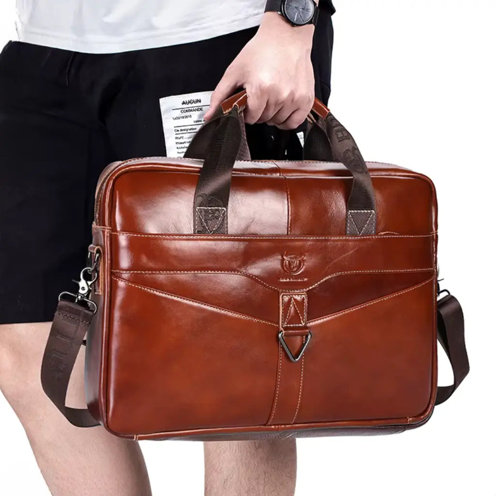 Brown Leather Work Briefcase – Classic Leather Laptop Bag for Men & Women