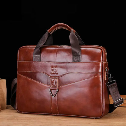 Brown Leather Work Briefcase – Classic Leather Laptop Bag for Men & Women
