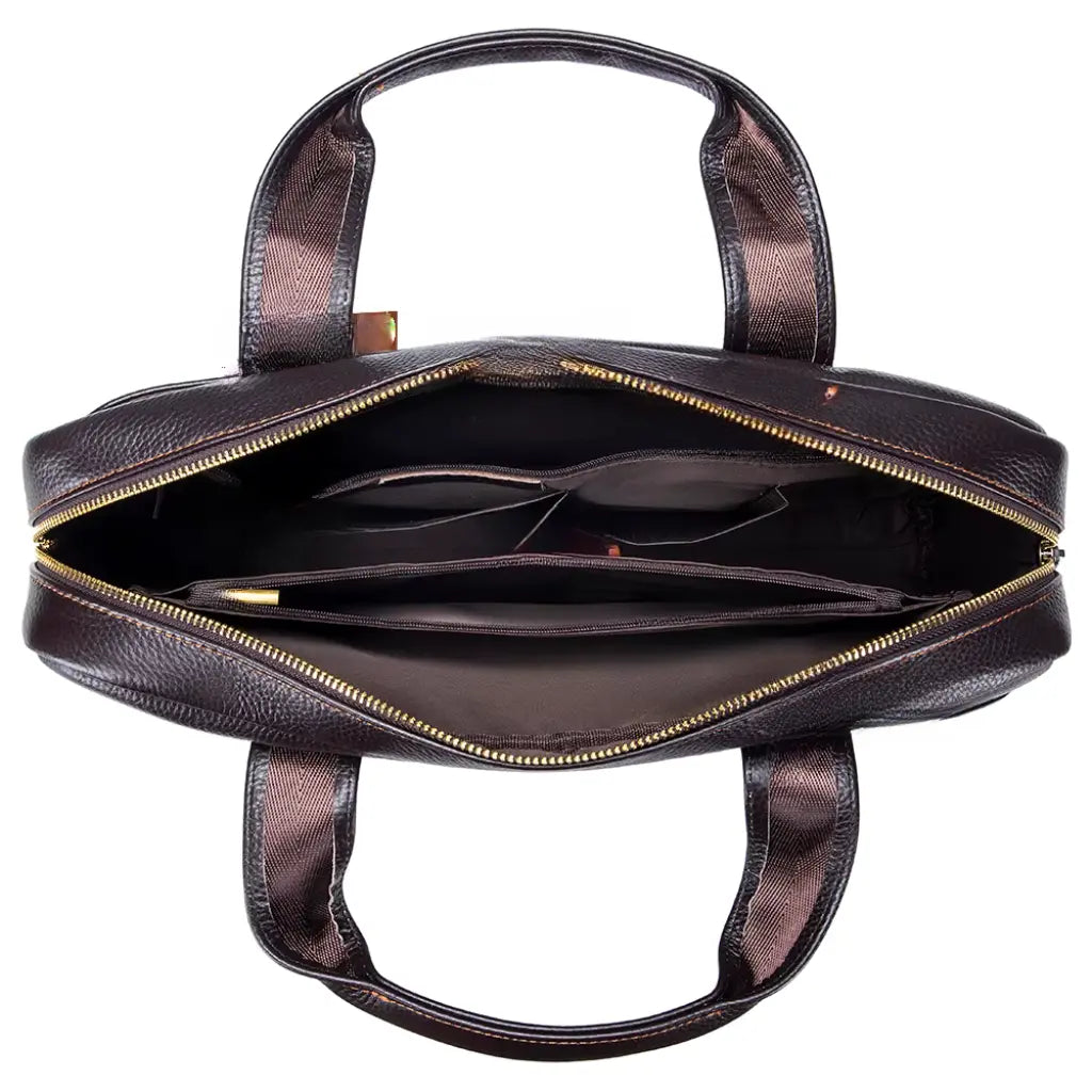 Dark Brown Leather Briefcase – Premium Laptop Work Bag for Men & Women