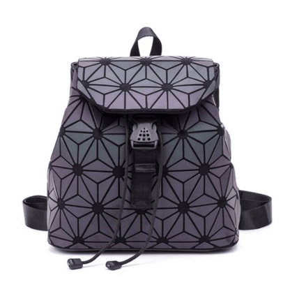 Reflective Holographic Backpack for Women – Adjustable Strap, Geometric Design, Glows in the Dark