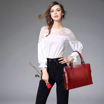 14-Inch Leather Laptop Bag for Women – Elegant, Durable & Water-Resistant