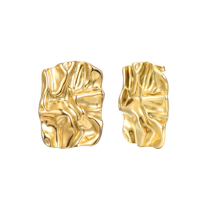 Gold Sculptural Statement Earrings – Melted Metal Design | Modern Artistic Jewelry