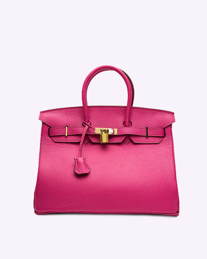 Luxury Women's Leather Shoulder Bag with Lock – Structured PU Tote for Work & Daily Use
