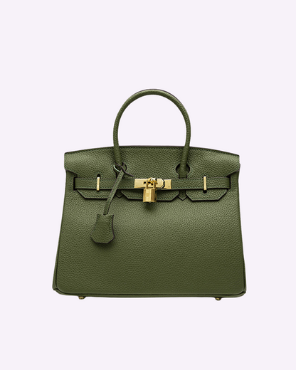 Luxury Women's Leather Shoulder Bag with Lock – Structured PU Tote for Work & Daily Use