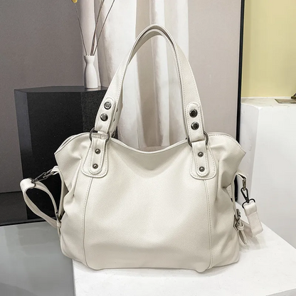 Stylish PU Leather Shoulder Bag – Spacious Tote with Multiple Pockets for Women